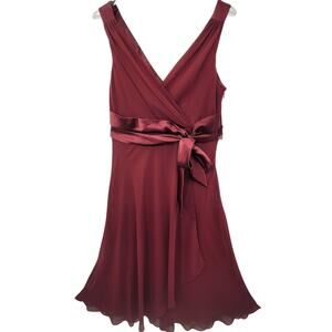Evan Picone Vintage Y2K Chiffon V-neck Sleeveless Formal‎ Fit Flare Dress